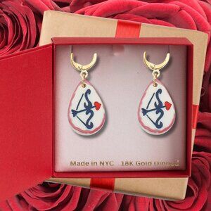 Cupids Bow Valentine's Day Ceramic 18K Gold Dipped Boutique Gift Earrings